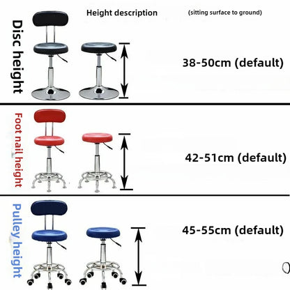 PU Leather Modern Rolling Stool Low Back Height Adjustable Work Salon Drafting Swivel Task Chair with Footrest