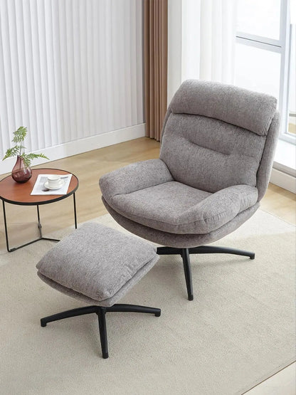 TODRANI 360° Swiveling Tilting Chenille Accent Chair with Ottoman Comfy Modern Armchair for Living Room Reading TV Lounge Chair