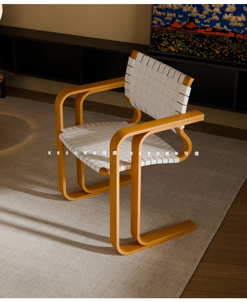 X Woven Vintage Solid Wood Retro Dining Chair Armchair New High-End