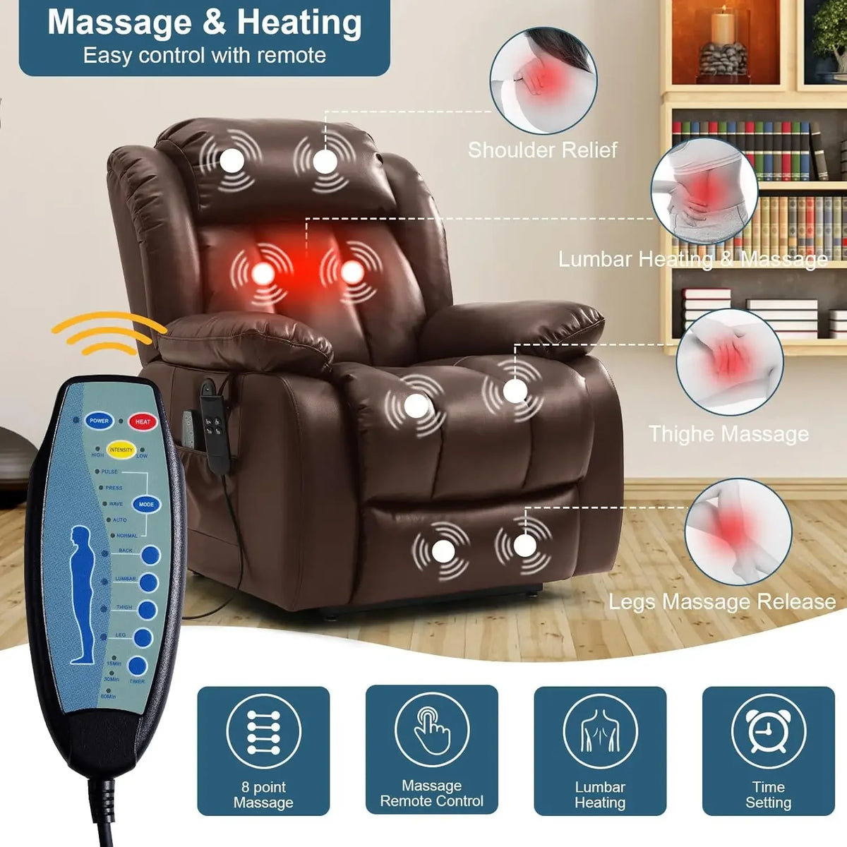 Dual Motor Power Lift Recliner Chair for Elderly, Infinite Position Lay Flat Lift Chair with Massage and Heat, USB Ports