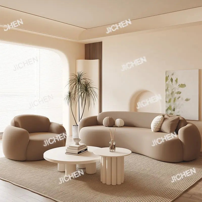Curved Sofa Small Apartment Special-shaped Brown Bed And Breakfast Beauty Salon Clothing Store Office Rest Area Reception