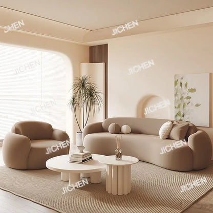 Curved Sofa Small Apartment Special-shaped Brown Bed And Breakfast Beauty Salon Clothing Store Office Rest Area Reception