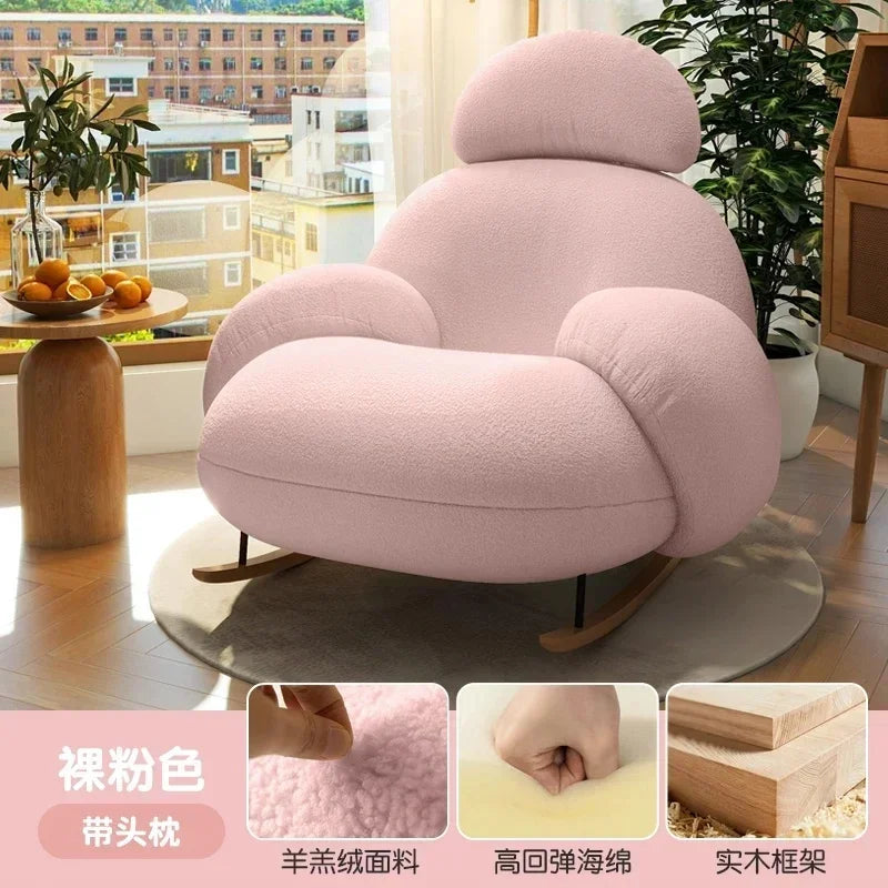 Pink Modern Lounge Recliner Chair - Nordic Style Designer Home Furniture for Comfortable Back Support