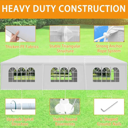Heavy-Duty Outdoor Party Tent with 8 Removable Sidewalls for Large Backyard Events, Weddings, and BBQs