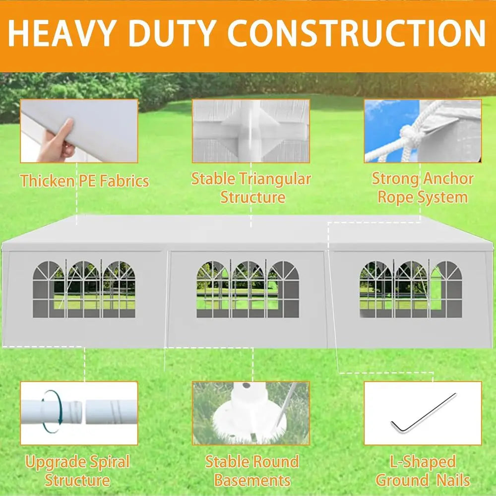 Heavy-Duty Outdoor Party Tent with 8 Removable Sidewalls for Large Backyard Events, Weddings, and BBQs