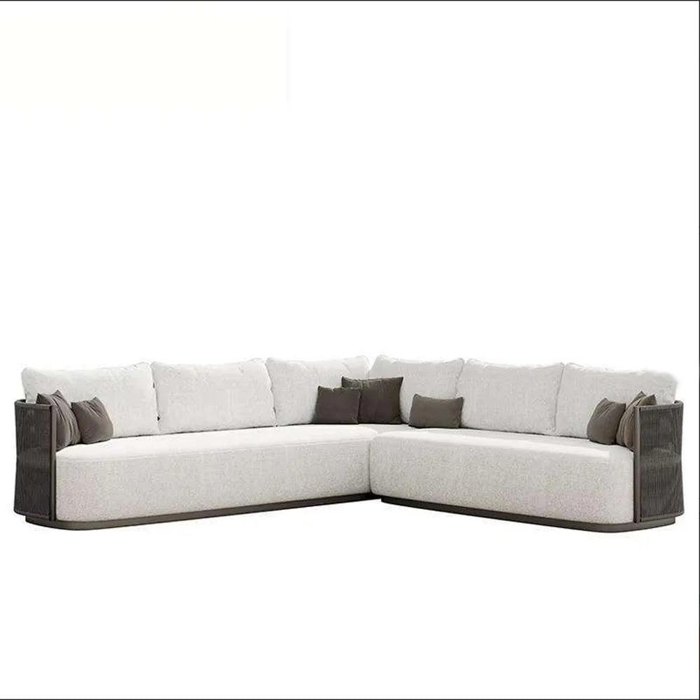 Modern Design Solid Wood Rattan Recliner Sofa Set with Metal Material Outdoor Garden Furniture