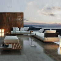 Solid Wood Rattan Sofa Home Leisure Patio Furniture B&B Villa Nordic Sofa Chair Combination Luxury Outdoor Garden Furniture Sets