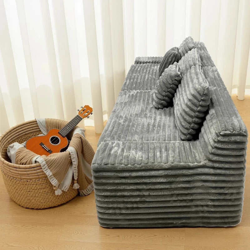 Straight Row Compressed Sofa Living Room Bedroom Cloth Art Modern Folding Sofa Bed Multifunctional Lazy Sponge Lounges Furniture