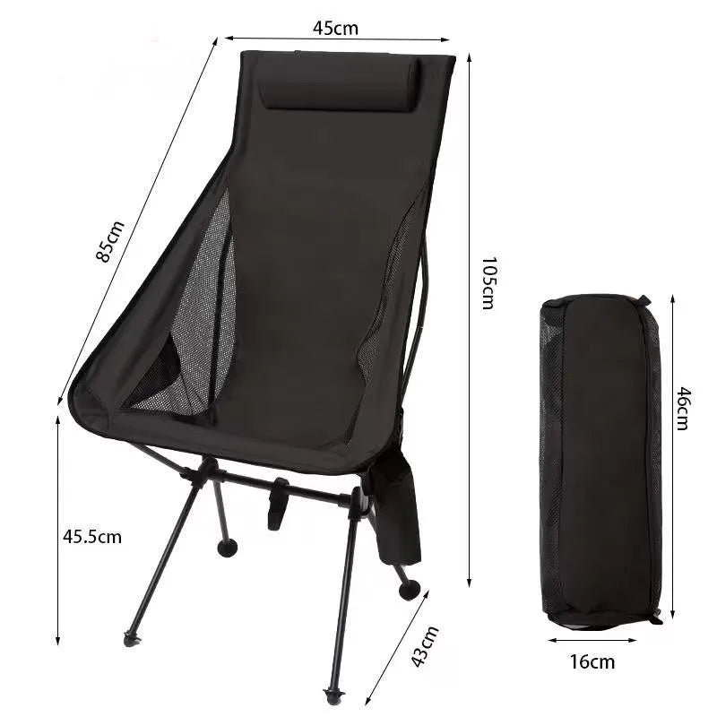 DIVEDEER Portable Folding Camping Chair with Headrest Lightweight Tourist Chairs Aluminum Alloy Fishing Chair Outdoor Furniture