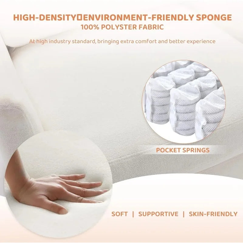 Set of 2 Swivel Accent Chairs, Upholstered Round Barrel Design, 360° Rotating Soft Cushion Furniture for Living Room/Office