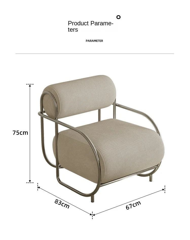 Antique Designer Single Sofa Chair Modern Simple Creative Leisure Chair Living Room Balcony Stainless Steel Leisure Chair