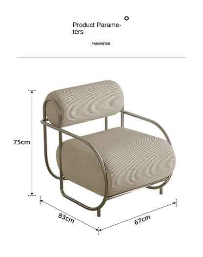 Antique Designer Single Sofa Chair Modern Simple Creative Leisure Chair Living Room Balcony Stainless Steel Leisure Chair