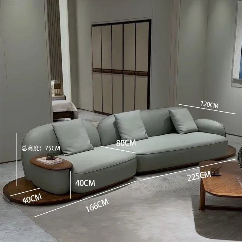 A506  Sofa Italian minimalist cowhide large flat-level villa living room high-end modern simple cream leather sofa