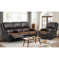 3 seater recliner sofa set with 2-tier cushion, 3+1 pieces in living room, 3 seater reclining couch leather with removable conso