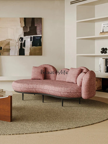 N Cream Style Small Apartment Sofa Fabric Special-Shaped Curved Sofa