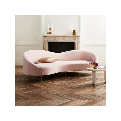 Luxury Contemporary Sofa Set for Living Room Modern Velvet Curved Sofa Couches Pink Color