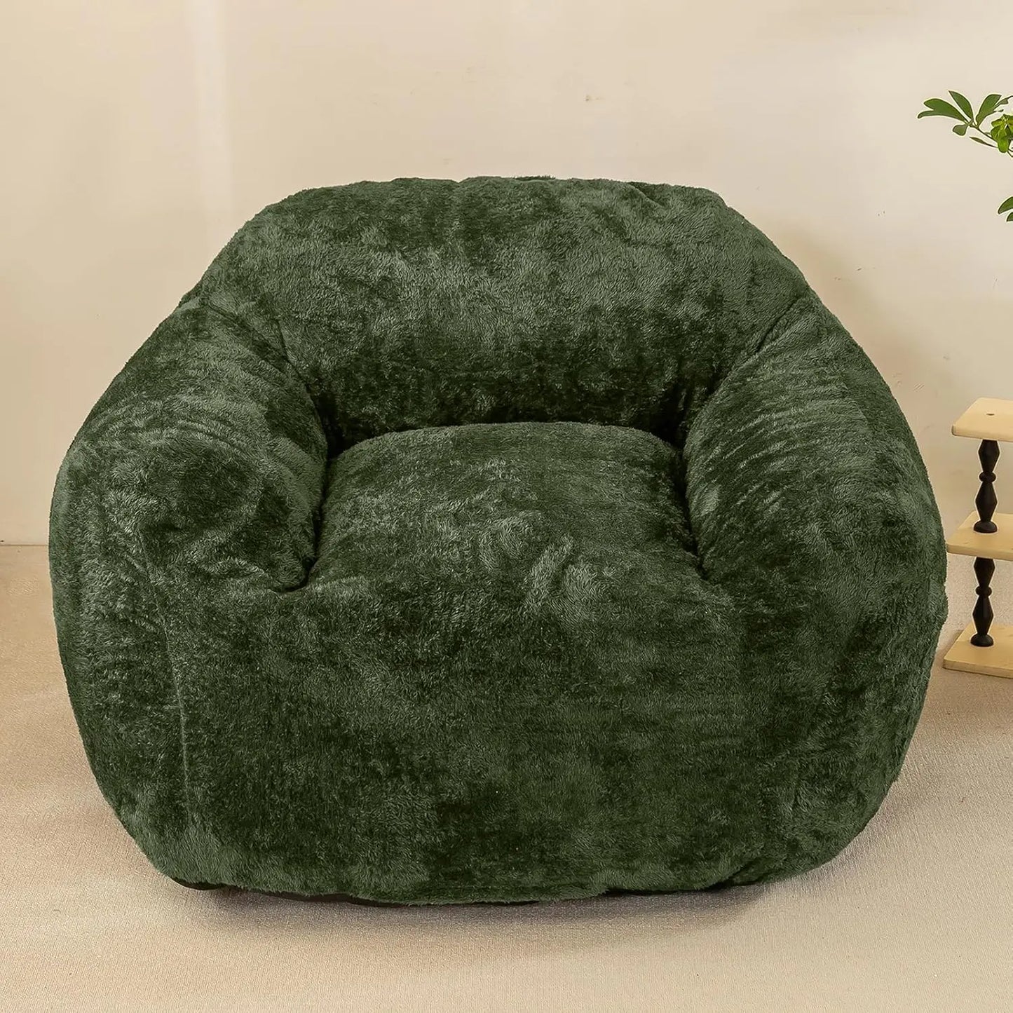 Bean Bag Sofa Chair for Adults, Beanbag Couch for Reading, Gaming, Relaxing, Soft and Durable Cover Lazy Sofa, Dark Green