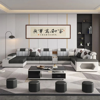 Modern 5 6 7 8-Seater Fabric Sofas Sectional Set for Living Room Hotel Furniture with Sponge Filling