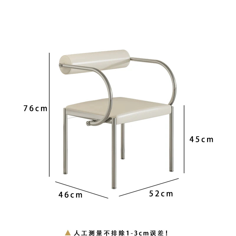 Vintage Designer Dining Chair with Stainless Steel Frame Study Room Seat Bedroom Dressing Table Makeup Stool Home Kitchen Chairs