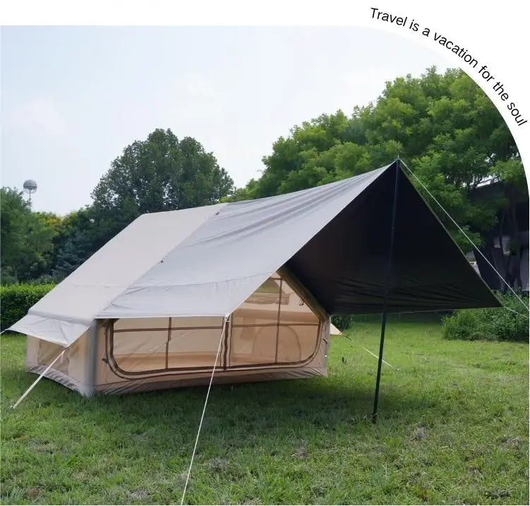 6.3+6 Square Meters Camping Tent with Canopy Electric Air Tent Camping Equipment Inflatable Tent Sun Protection Seaside Beach