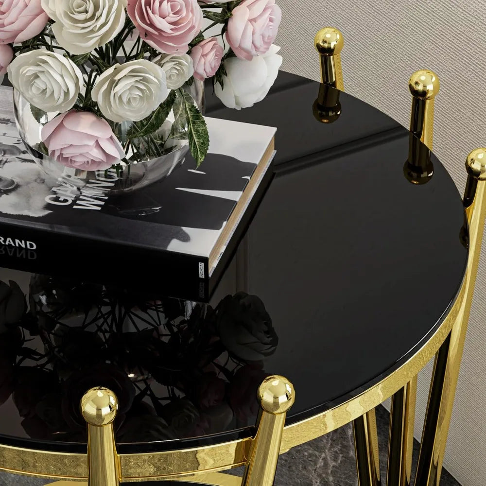 Round Gold Glass Coffee Table 31.5