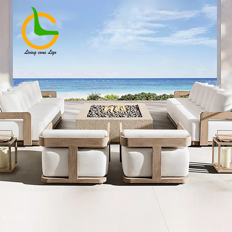 Teak Outdoor Furniture Hotel Luxury Outdoor Furniture Modular Cushion Couch Outdoor Lounge Patio Furniture Sofa Set
