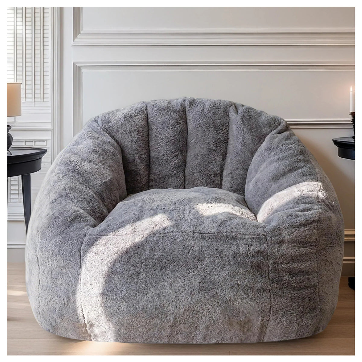 Adult bean bag chair, ultra-large, boneless sofa; reading chair with rabbit fur fabric; living room furniture, memory foam lazy