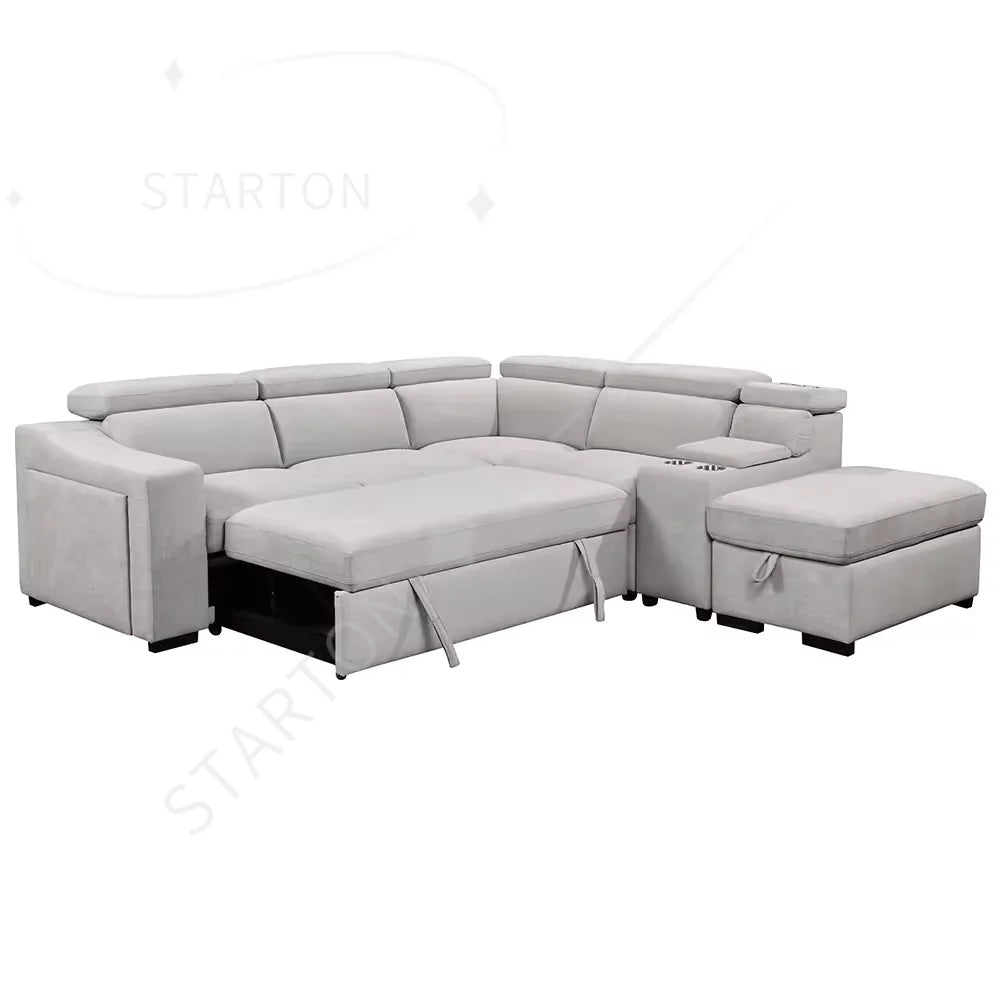 Sofa Furniture Fast Charger Cup Holder Functional Set Has Pull Out Bed and Storage Living Room Sofa