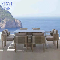 Outdoor stainless steel sofa Hotel sales office Terrace Dining table and chairs
