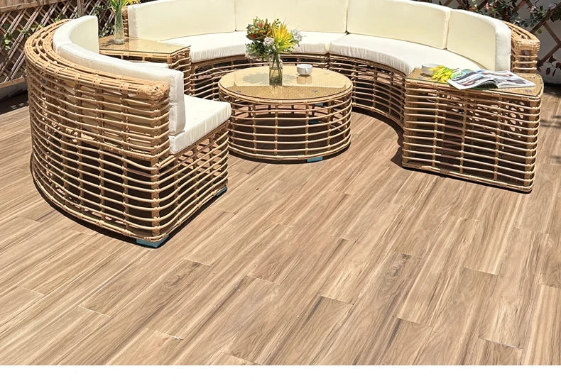 Outdoor rattan sofa courtyard open-air combination seat pe imitation rattan outdoor garden leisure balcony full circle curved ch