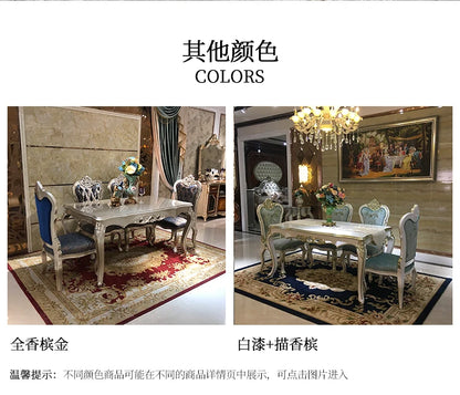 A07 French solid wood dining table and chair combination luxury carved dining table household rectangle