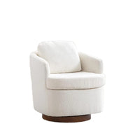 Hot Sales Hot Sales Modern Oversized Swivel Chair Boucle Sherpa Upholstered Barrel Armchair Wood Base White Accent Chair For Liv