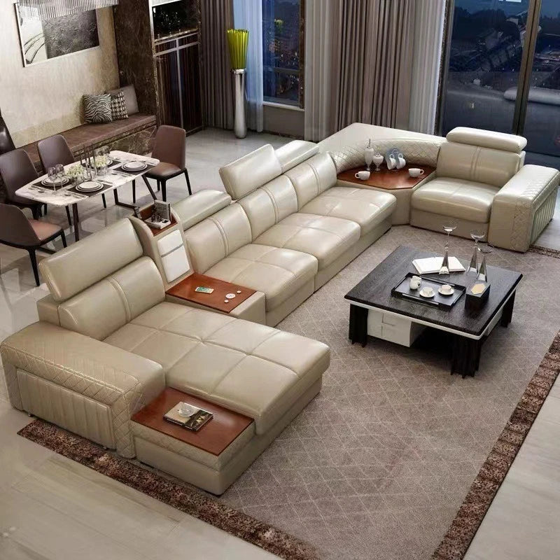 Light luxury multi-functional American living room leather art sofa light luxury combination furniture