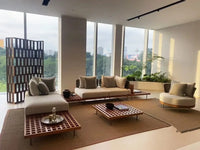 Nordic Solid Wood Sofa Chair Leisure Patio Living Room Furniture Villa Luxury Sofa Combination Garden Furniture Sets Rattan