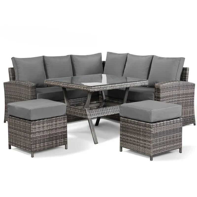 'Modern Luxury Dining Metal Aluminum Wicker Rope Sofa Garden Set With Fire Pit Outdoor Patio Furniture Set