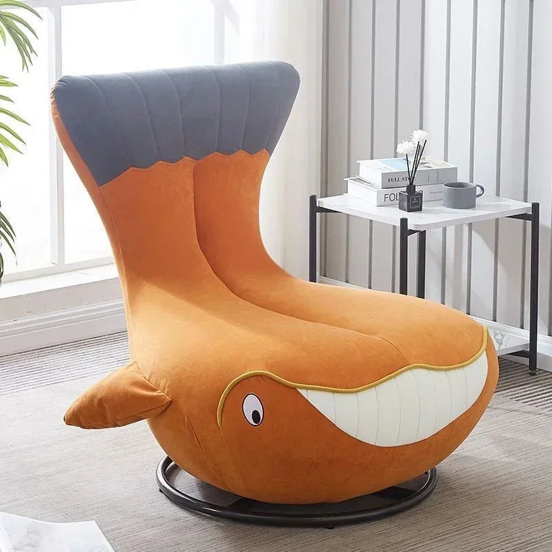 -Fabric Cartoon Seat Shark Transfer Chair Whale Sofa Recliner Single Lounge Children Kids Rocking Chair