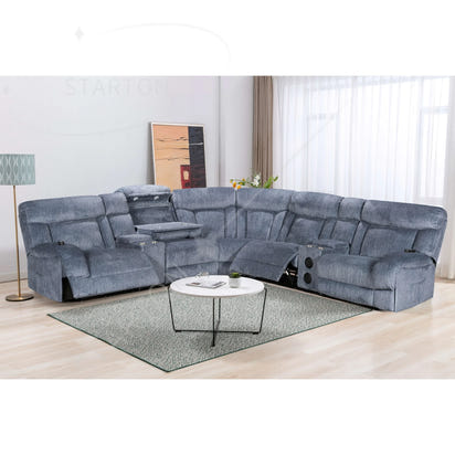 Recliner Sofa Set Hot Selling Modern Design Comfortable Leather Extendable Wood Frame Living Room Furniture Couch 7014