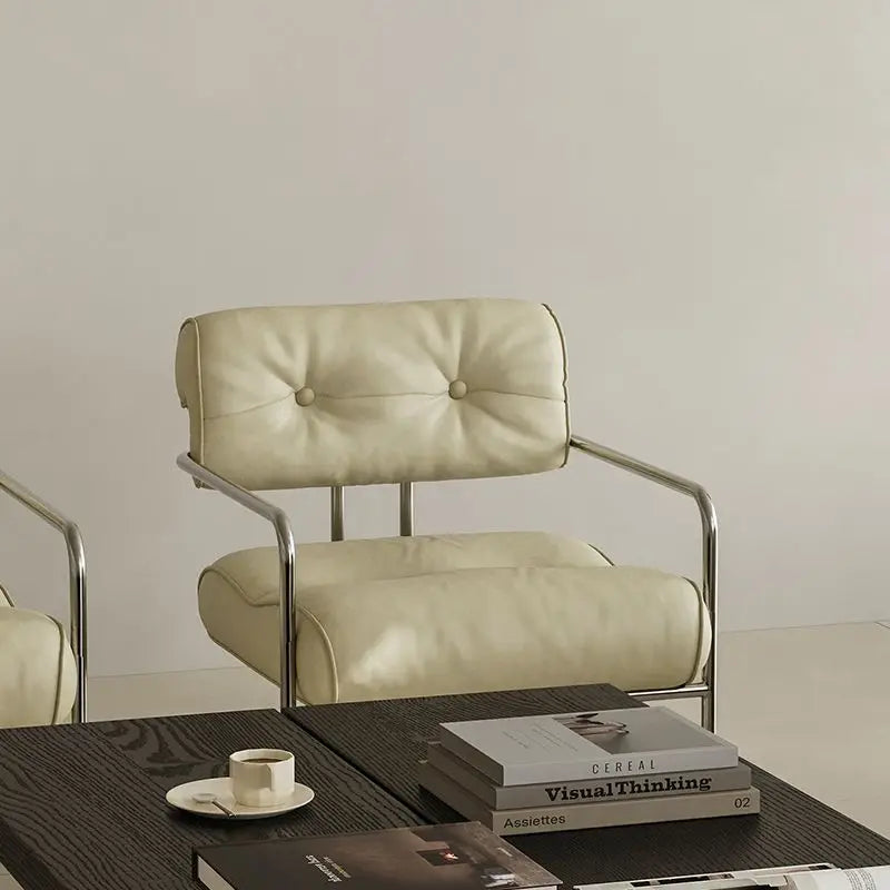 Style Sofa Chair Living Room Designer Simple Single Chair Hotel Club Bauhaus Negotiation Stainless Steel Chair