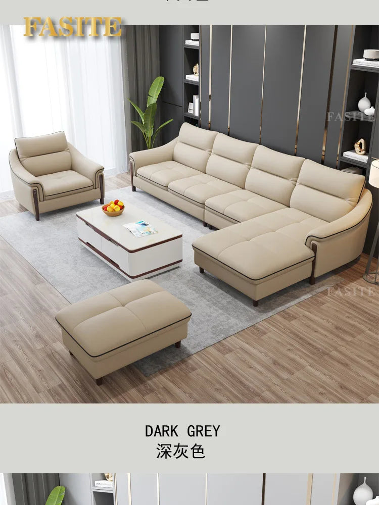 Sofa living room simple modern one layer cowhide corner combination furniture