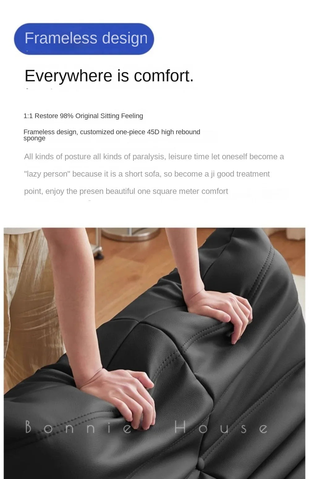 Black caterpillar sofa lazy single leisure chair togo original small apartment balcony living room lying down leather