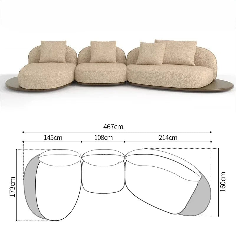 Living Room Coffee Table Designer Creative Three-person Log Style Furniture Modern Simple Modern Morocco Fabric Sectional Sofas