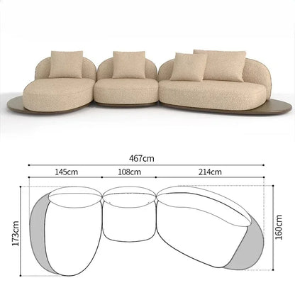Living Room Coffee Table Designer Creative Three-person Log Style Furniture Modern Simple Modern Morocco Fabric Sectional Sofas
