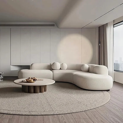 Modern Curved Sofa Set Furniture   Fabric Round White Living Room Sofa Apartment Boucle Semi-circular Sofa