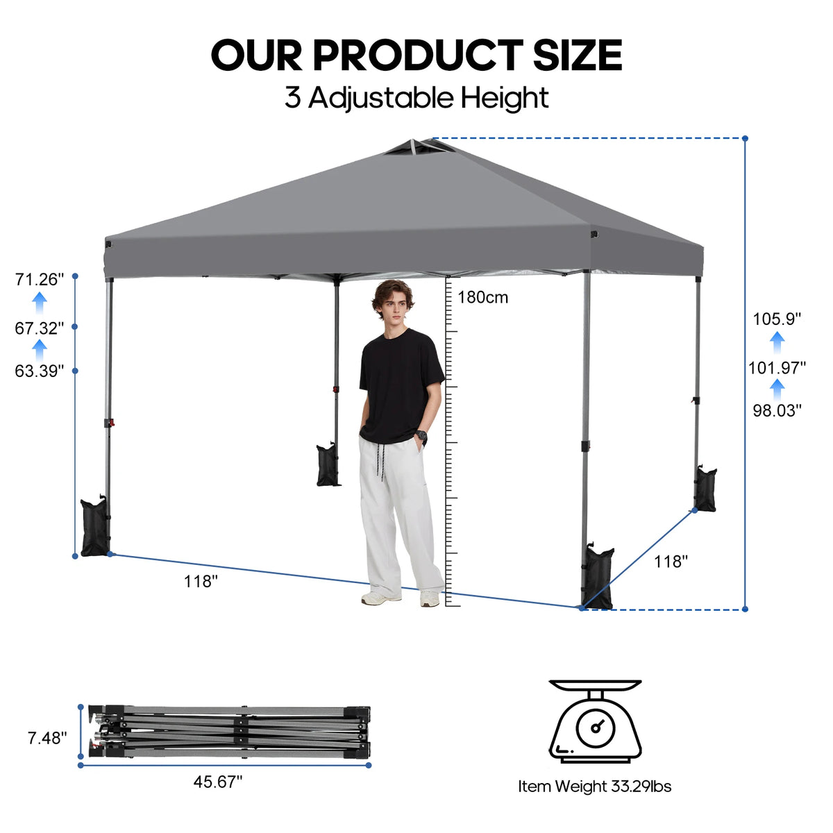 JHK 10x10ft One Push Setup Pop Up Canopy Tent Portable Outdoor Sun Shelter for Beach Events Camping with Rolling Carry Bag