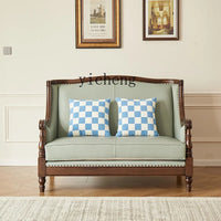 XL retro sofa walnut wood solid wood leather first layer cowhide combination sofa living room furniture