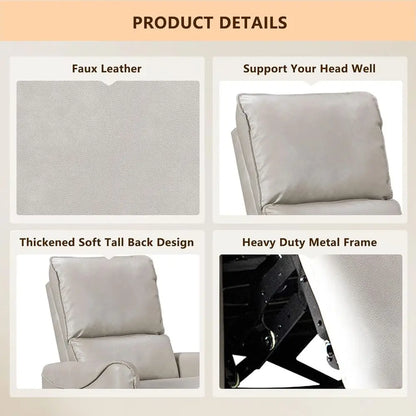 Oversized Power Recliner Swivel Glider Massage Heat Nursery Adjustable Headrest 26in Wide Armrest White Customized