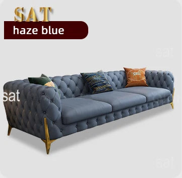 leather sofa setLight luxury sofa combination high-end living room furniture  Italian stainless steel modern art