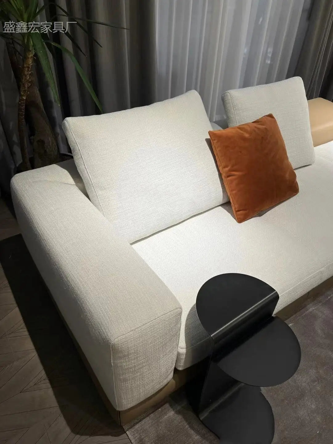 Modern simple straight corner cotton and linen round concubine modern living room sofa
