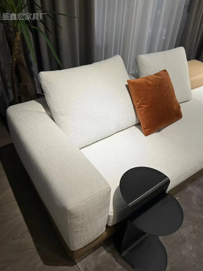 Modern simple straight corner cotton and linen round concubine modern living room sofa