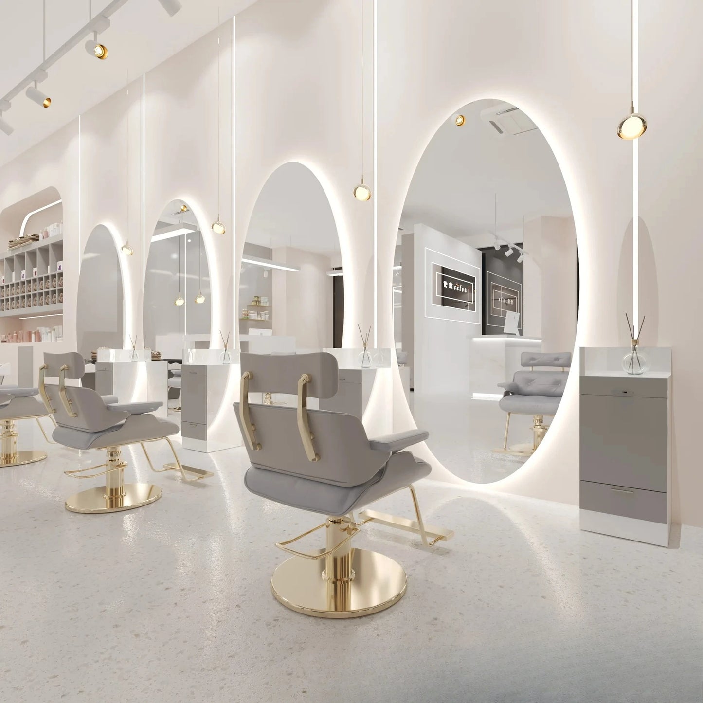 Beauty Barber Shop Mirror Frameless Barber Shop Internet celebrity hair salon